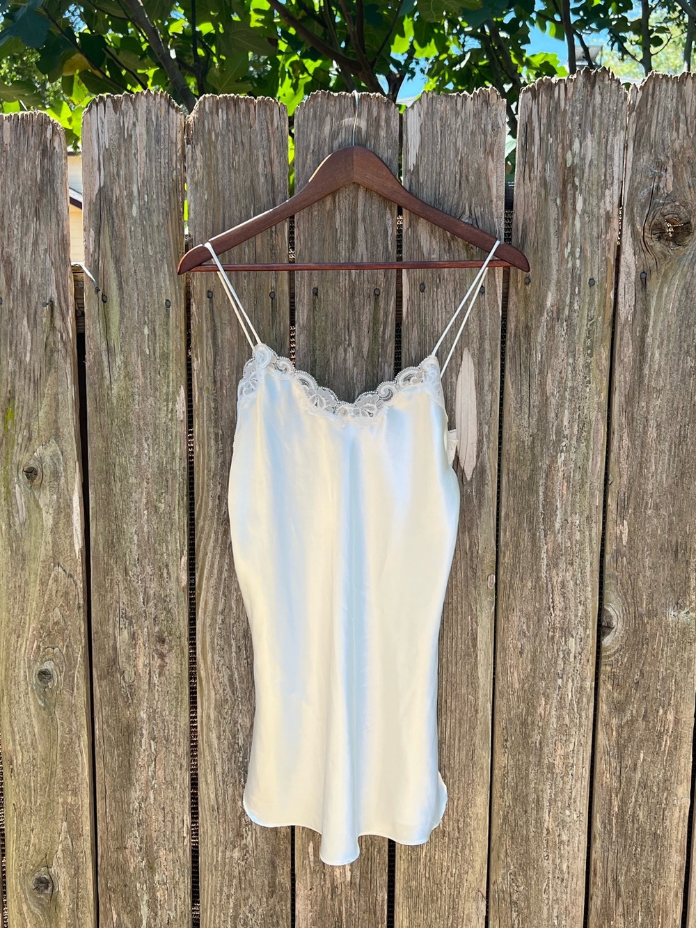 Vintage Cream Lace-Trim Slip Dress